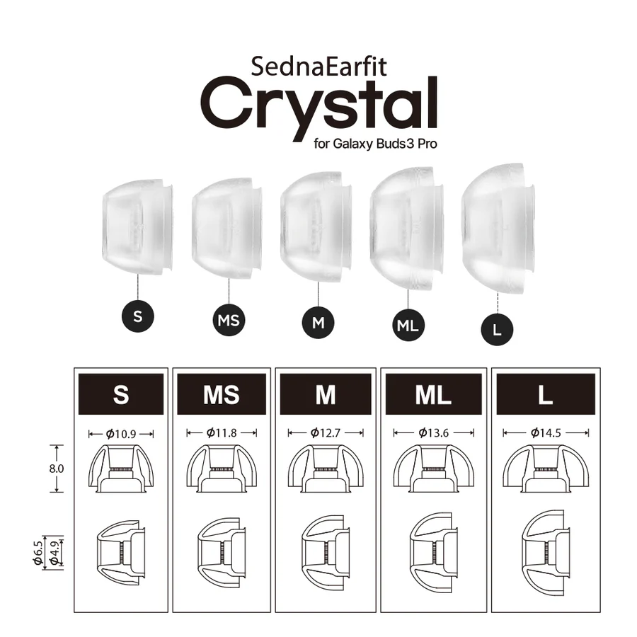 AZLA SednaEarfit CRYSTAL for Galaxy Buds 3 Pro 透白矽膠耳塞耳膠 (兩對)