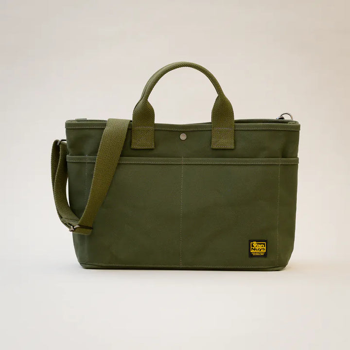 VanNuys - B277 Pockets Tote Bags (Green/Beige/Black)