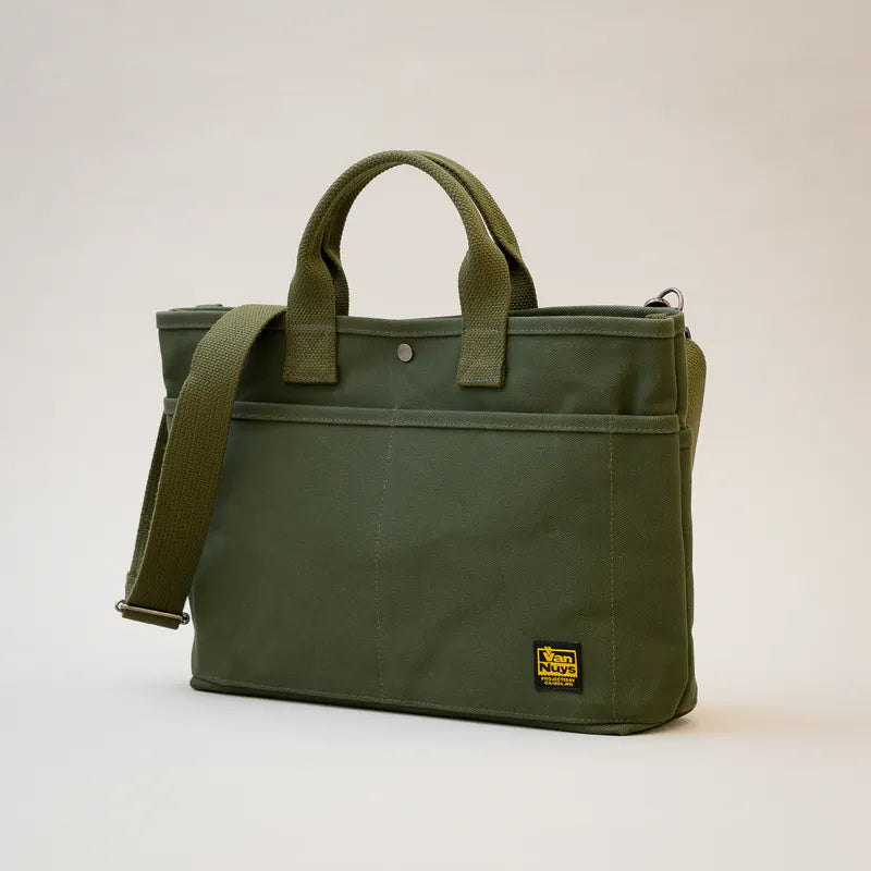 VanNuys - B277 Pockets Tote Bags (Green/Beige/Black)